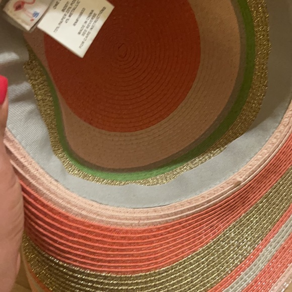 Vintage colorful gold,pink,peach and green Sun Hat - Picture 6 of 10